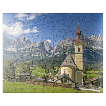 puzzleplate Wilder Kaiser - Mountain village in Tirol - Austria 100 Jigsaw Puzzle