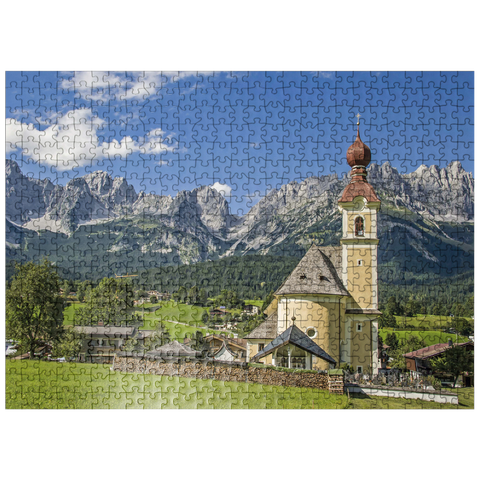 puzzleplate Wilder Kaiser - Mountain village in Tirol - Austria 500 Jigsaw Puzzle