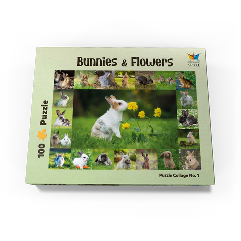 Bunnies & Flowers - Collage 100 Jigsaw Puzzle box view1