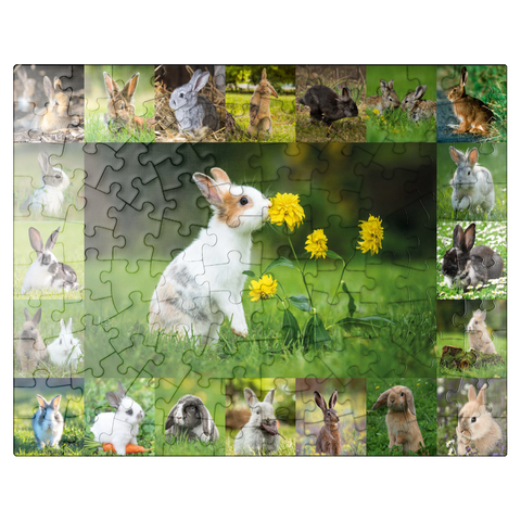 puzzleplate Bunnies & Flowers - Collage 100 Jigsaw Puzzle