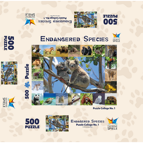 Endangered Species - Koalas - Collage 500 Jigsaw Puzzle box 3D Modell
