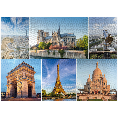 puzzleplate Paris - Notre Dame, Eiffel Tower and Sacre Coeur 1000 Jigsaw Puzzle