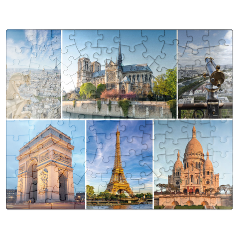 puzzleplate Paris - Notre Dame, Eiffel Tower and Sacre Coeur 100 Jigsaw Puzzle
