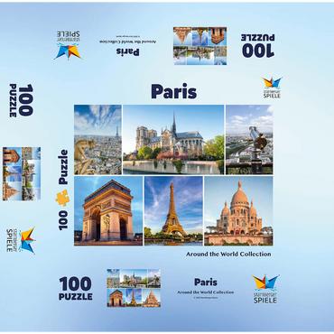 Paris - Notre Dame, Eiffel Tower and Sacre Coeur 100 Jigsaw Puzzle box 3D Modell