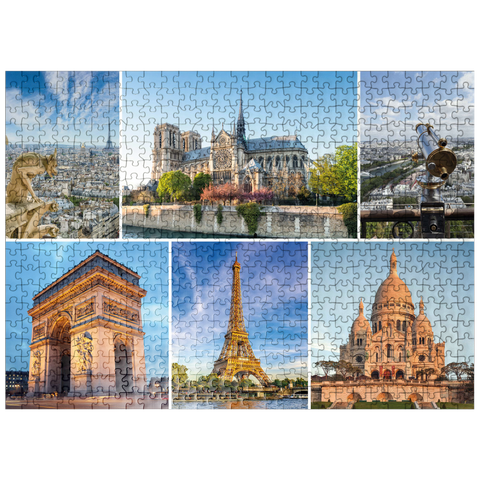 puzzleplate Paris - Notre Dame, Eiffel Tower and Sacre Coeur 500 Jigsaw Puzzle