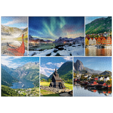 puzzleplate Norway - Lofoten, Northern Lights and Geirangerfjord 1000 Jigsaw Puzzle