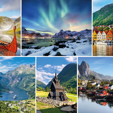 Norway - Lofoten, Northern Lights and Geirangerfjord 100 Jigsaw Puzzle 3D Modell