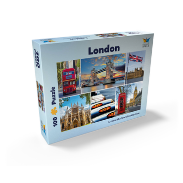 London - Big Ben, Tower Bridge and Westminster Abbey 100 Jigsaw Puzzle box view1