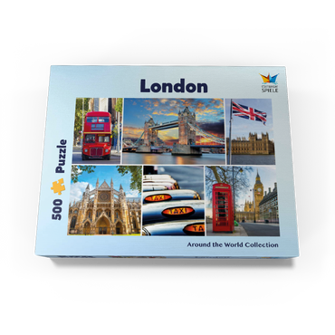 London - Big Ben, Tower Bridge and Westminster Abbey 500 Jigsaw Puzzle box view1