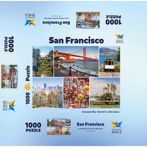 San Francisco - Golden Gate Bridge and Lombard Street 1000 Jigsaw Puzzle box 3D Modell
