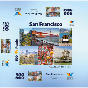 San Francisco - Golden Gate Bridge and Lombard Street 500 Jigsaw Puzzle box 3D Modell