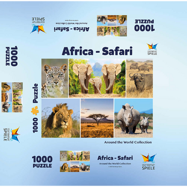 Africa Safari - Lion, Elephant, Leopard, Rhino, Buffalo 1000 Jigsaw Puzzle box 3D Modell