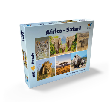 Africa Safari - Lion, Elephant, Leopard, Rhino, Buffalo 100 Jigsaw Puzzle box view1