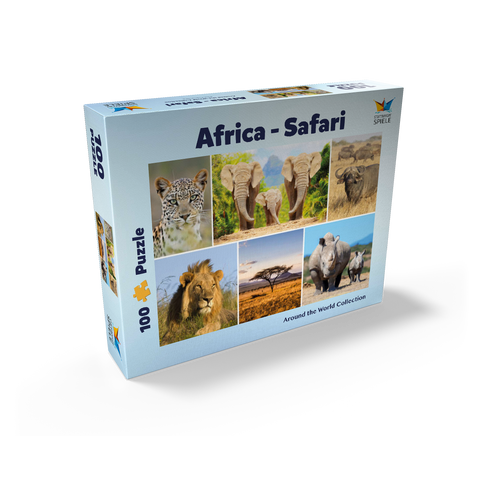 Africa Safari - Lion, Elephant, Leopard, Rhino, Buffalo 100 Jigsaw Puzzle box view1