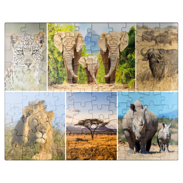 puzzleplate Africa Safari - Lion, Elephant, Leopard, Rhino, Buffalo 100 Jigsaw Puzzle