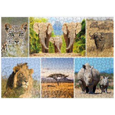 puzzleplate Africa Safari - Lion, Elephant, Leopard, Rhino, Buffalo 500 Jigsaw Puzzle
