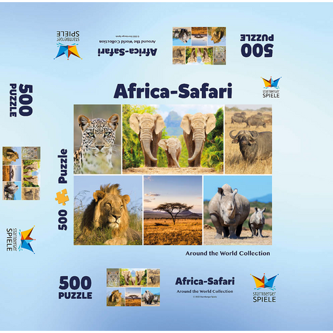 Africa Safari - Lion, Elephant, Leopard, Rhino, Buffalo 500 Jigsaw Puzzle box 3D Modell