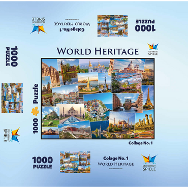 World heritage collage 1000 Jigsaw Puzzle box 3D Modell