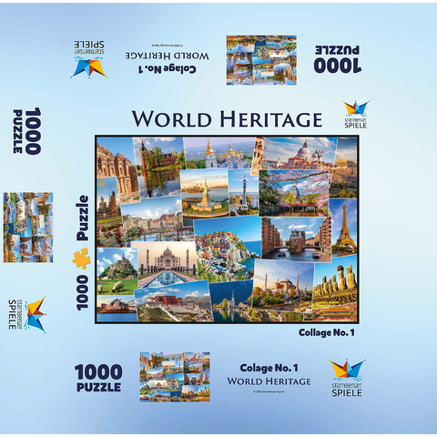 World heritage collage 1000 Jigsaw Puzzle box 3D Modell
