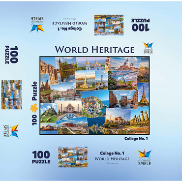 World heritage collage 100 Jigsaw Puzzle box 3D Modell