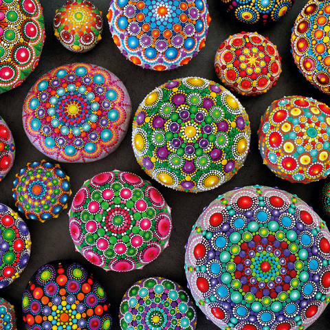 Colorful Mandala Stones - Rock Painting 1000 Jigsaw Puzzle 3D Modell