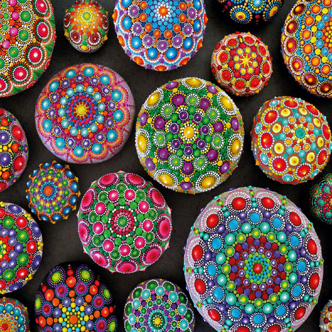 Colorful Mandala Stones - Rock Painting 100 Jigsaw Puzzle 3D Modell