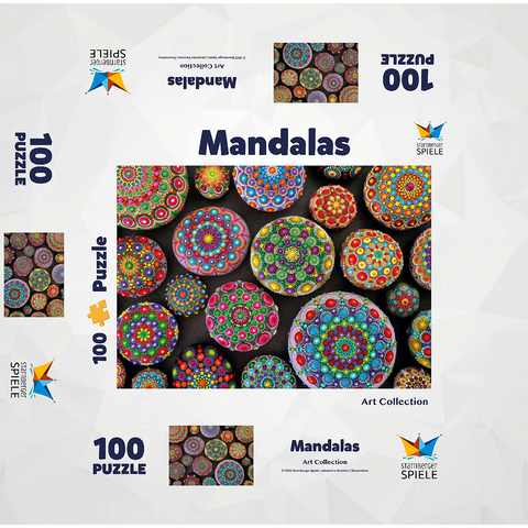 Colorful Mandala Stones - Rock Painting 100 Jigsaw Puzzle box 3D Modell