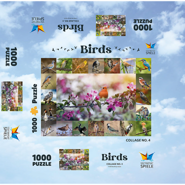 Birds of the year - Collage No.4 - Main subject: robin 1000 Jigsaw Puzzle box 3D Modell