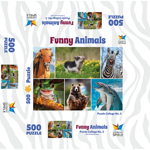 Funny animals - Collage No. 3 500 Jigsaw Puzzle box 3D Modell