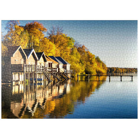 puzzleplate Ammersee - boathouses in Stegen - Bavaria 1000 Jigsaw Puzzle