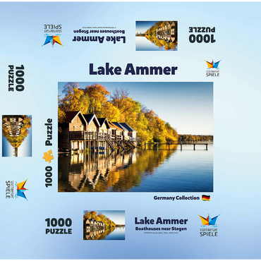 Ammersee - boathouses in Stegen - Bavaria 1000 Jigsaw Puzzle box 3D Modell