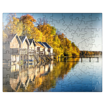 puzzleplate Ammersee - boathouses in Stegen - Bavaria 100 Jigsaw Puzzle