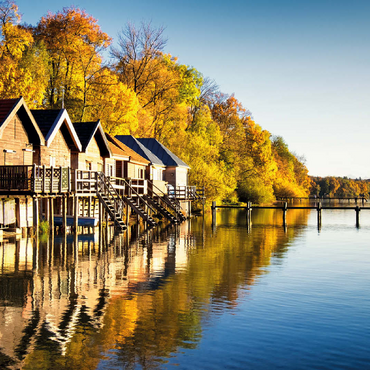 Ammersee - boathouses in Stegen - Bavaria 100 Jigsaw Puzzle 3D Modell