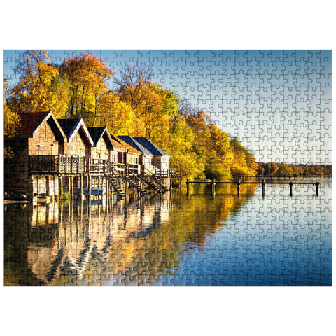 puzzleplate Ammersee - boathouses in Stegen - Bavaria 500 Jigsaw Puzzle