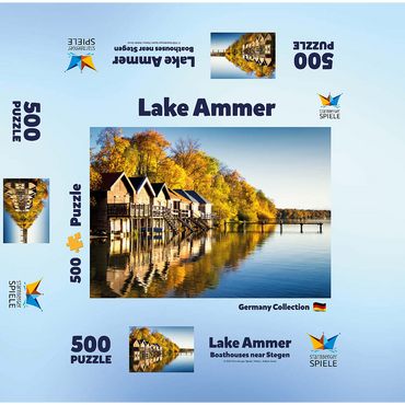 Ammersee - boathouses in Stegen - Bavaria 500 Jigsaw Puzzle box 3D Modell