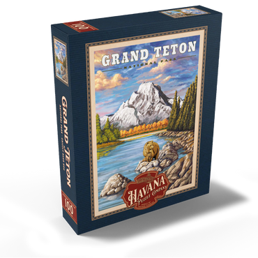 Grand Teton National Park - Grizzly Bear Hug, Vintage Travel Poster 100 Jigsaw Puzzle box view1