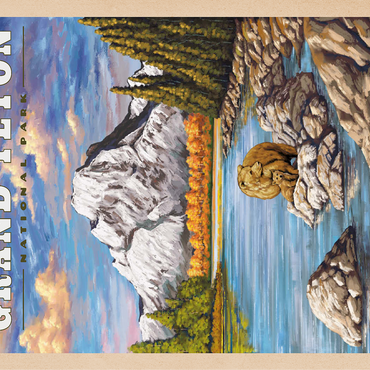 Grand Teton National Park - Grizzly Bear Hug, Vintage Travel Poster 100 Jigsaw Puzzle 3D Modell