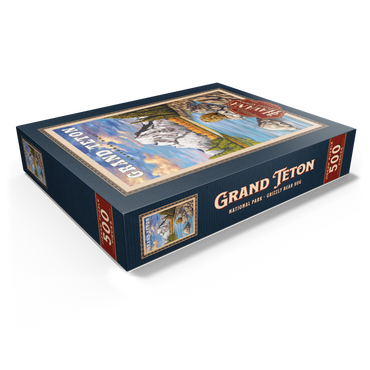 Grand Teton National Park - Grizzly Bear Hug, Vintage Travel Poster 500 Jigsaw Puzzle box view1