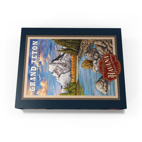 Grand Teton National Park - Grizzly Bear Hug, Vintage Travel Poster 500 Jigsaw Puzzle box view1
