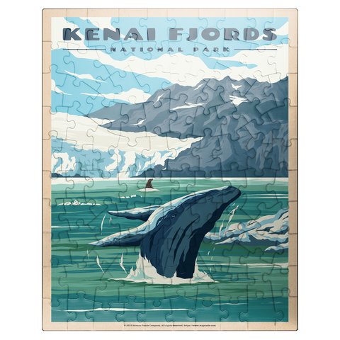 puzzleplate Kenai Fjords National Park - Whale's Haven in Nature, Vintage Travel Poster 100 Jigsaw Puzzle