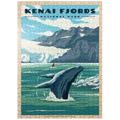 puzzleplate Kenai Fjords National Park - Whale's Haven in Nature, Vintage Travel Poster 500 Jigsaw Puzzle
