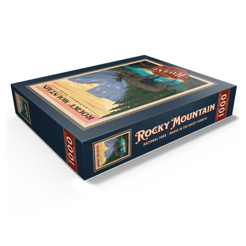 Rocky Mountain National Park - Moose in the Rocky Sunrise, Vintage Travel Poster 1000 Jigsaw Puzzle box view1