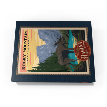 Rocky Mountain National Park - Moose in the Rocky Sunrise, Vintage Travel Poster 500 Jigsaw Puzzle box view1