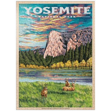 puzzleplate Yosemite National Park - The Grand View of El Capitan, Vintage Travel Poster 1000 Jigsaw Puzzle