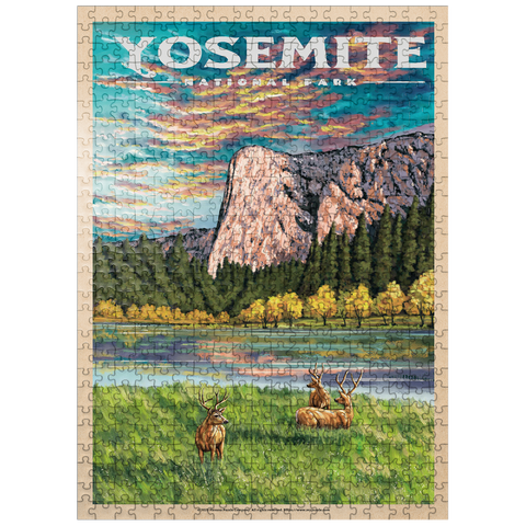 puzzleplate Yosemite National Park - The Grand View of El Capitan, Vintage Travel Poster 500 Jigsaw Puzzle