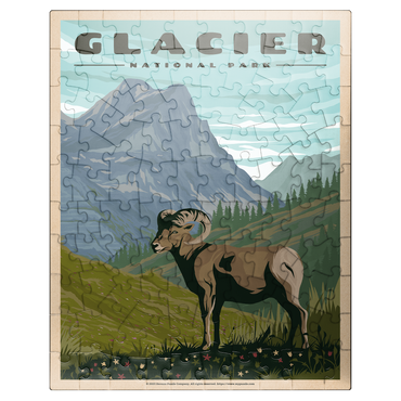 puzzleplate Glacier National Park - Where the Bighorn Sheep Roam, Vintage Travel Poster 100 Jigsaw Puzzle