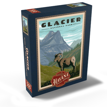 Glacier National Park - Where the Bighorn Sheep Roam, Vintage Travel Poster 500 Jigsaw Puzzle box view1