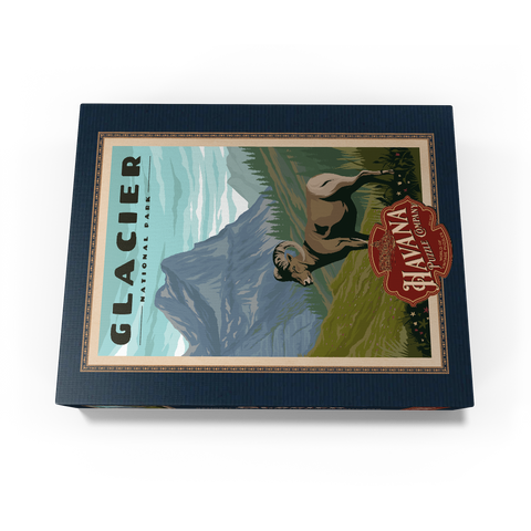 Glacier National Park - Where the Bighorn Sheep Roam, Vintage Travel Poster 500 Jigsaw Puzzle box view1