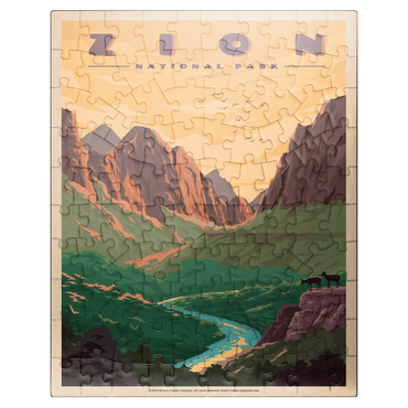 puzzleplate Zion National Park - Virgin River, Vintage Travel Poster 100 Jigsaw Puzzle