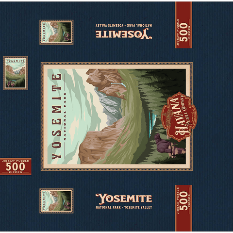 Yosemite National Park - Yosemite Valley, Vintage Travel Poster 500 Jigsaw Puzzle box 3D Modell